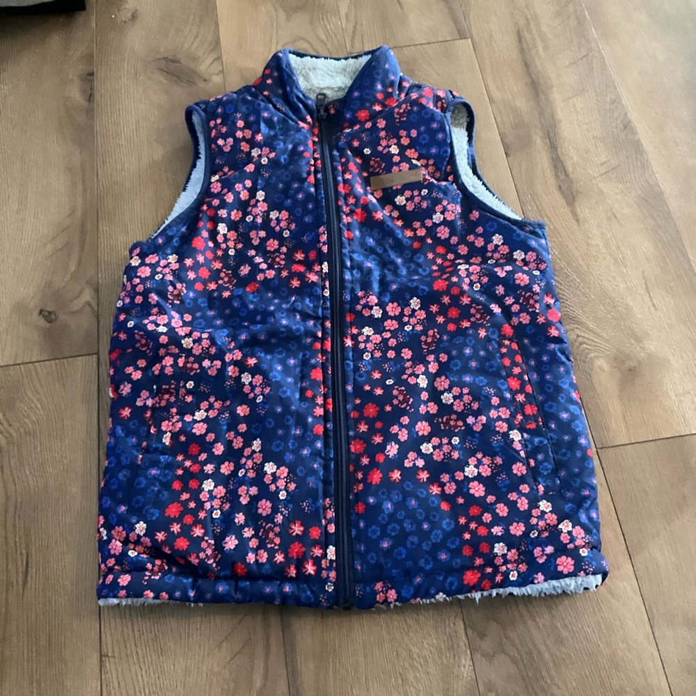 Buffalo David Bitton Floral Puffer Vest - Pink and Blue